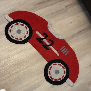 Pottery Barn Kids Red Race Car Shaped Rug